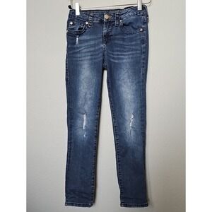 True Religion Kids Size 10 Distressed Skinny Jeans Blue Denim Horseshoe Pocket